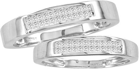 0.50CT Diamond Invisible Duo Wedding Ring Set 14K White Gold