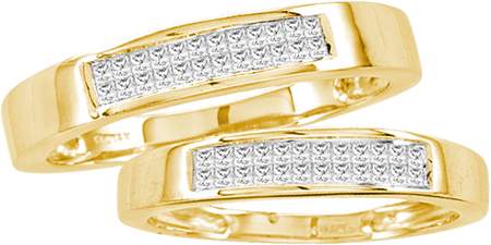 0.50CT Diamond Invisible Duo Wedding Ring Set 14K Yellow Gold