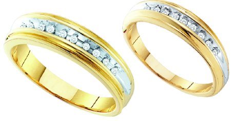 0.20CT Diamond Duo Wedding Ring Set 14K Yellow Gold
