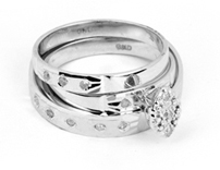 0.10CT Diamond Cluster Trio Vintage Wedding Ring Set White Gold