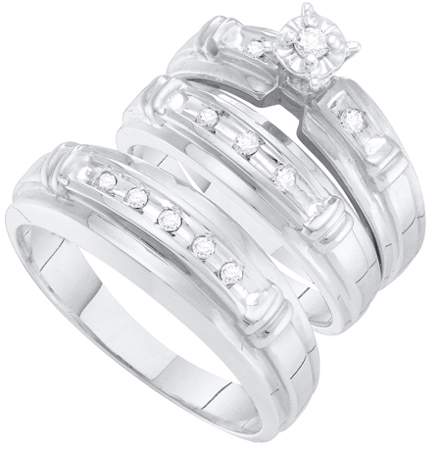0.20CT Diamond Trio Wedding Ring Set White Gold