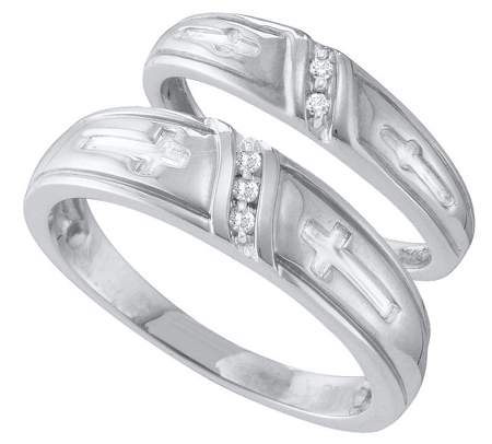 0.05CT Diamond Duo Wedding Ring Set White Gold