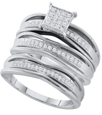 0.30CT Diamond Trio Vintage Wedding Ring Set White Gold