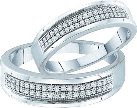 0.25CT Diamond Pave Duo Wedding Ring Set White Gold