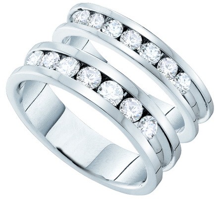 1.56CT Diamond Wedding Ring Set Duo Wedding Ring Set 14K White Gold