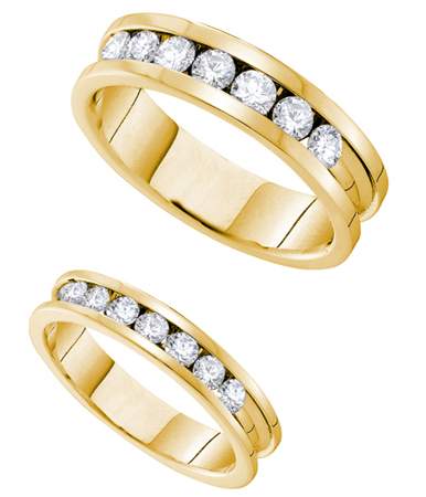 1.56CT Diamond Wedding Ring Set Duo Wedding Ring Set 14K Yellow Gold