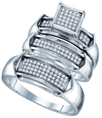 0.33CT Diamond Trio Wedding Ring Set White Gold