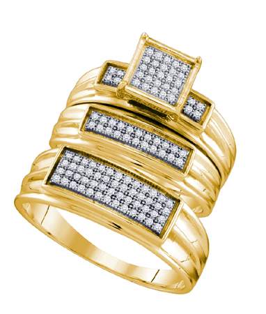 0.31CT Diamond Trio Wedding Ring Set Yellow Gold