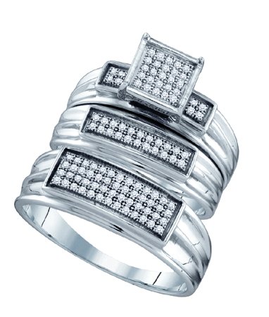 0.31CT Diamond Trio Wedding Ring Set White Gold