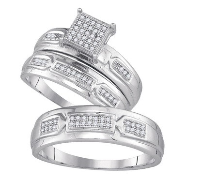 0.20CT Diamond Trio Vintage Wedding Ring Set White Gold