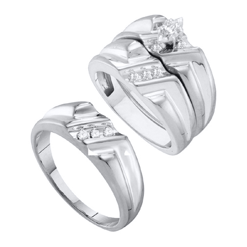 0.25CT Diamond Trio Wedding Ring Set With 0.07CT Marques CTR White Gold
