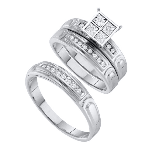 0.20CT Round Diamond Trio Wedding Ring Set White Gold