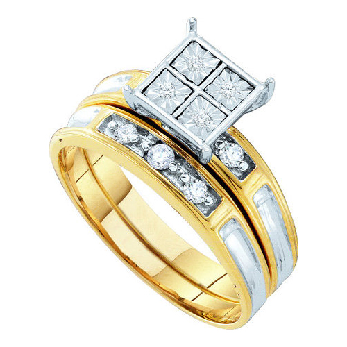 0.20CT Diamond Trio Wedding Ring Set White Gold