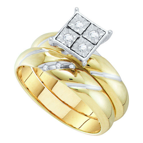 0.13CT Round Diamond Trio Wedding Ring Set White Gold