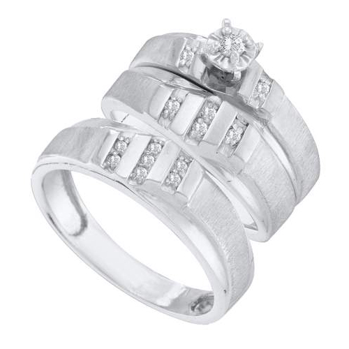 0.18CT Diamond Trio Wedding Ring Set White Gold