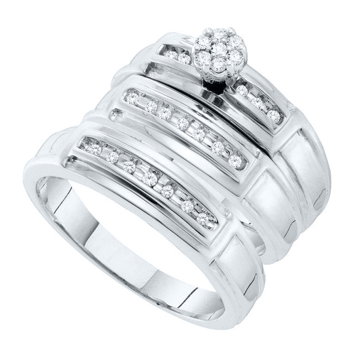 0.22CTdiamond Trio Wedding Ring Set White Gold