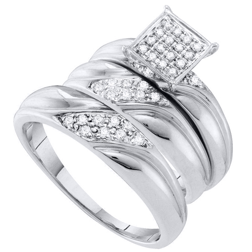 0.30CT Diamond Trio Wedding Ring Set White Gold