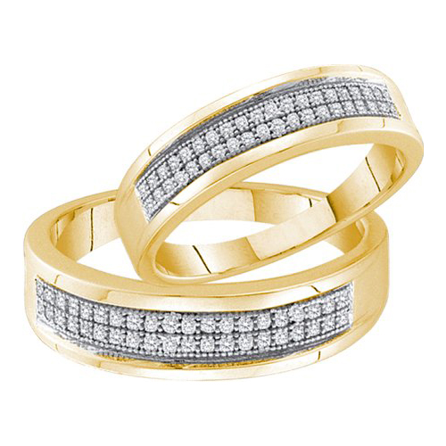 0.25CT Diamond Pave Duo Wedding Ring Set 925 Silver