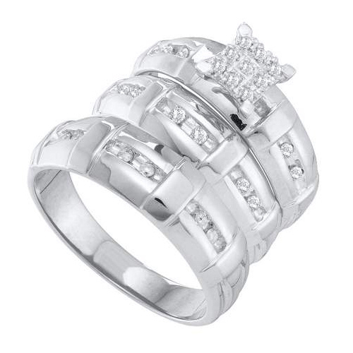 0.27CT Diamond Trio Wedding Ring Set White Gold