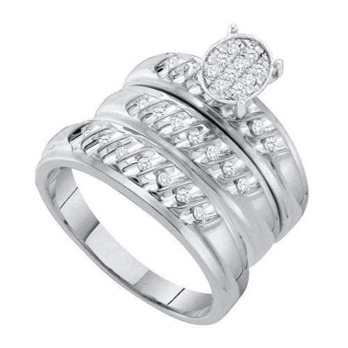 0.24CT Diamond Trio Wedding Ring Set White Gold