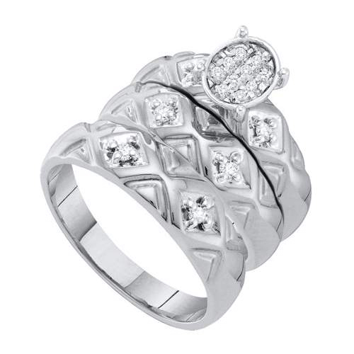0.21CT Diamond Trio Vintage Wedding Ring Set White Gold