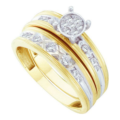 0.26CT Diamond Trio Wedding Ring Set Yellow Gold