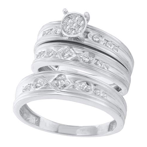 0.26 CT Diamond Trio Vintage Wedding Ring Set White Gold