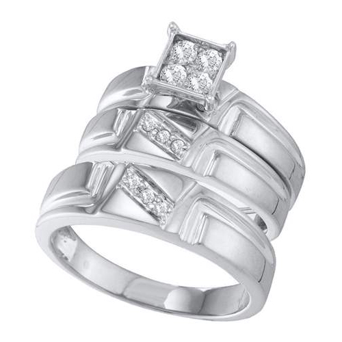 0.28CT Diamond Trio Wedding Ring Set White Gold