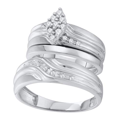 0.26CT Diamond Trio Wedding Ring Set White Gold