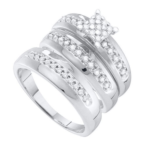 0.34CT Diamond Trio Wedding Ring Set White Gold