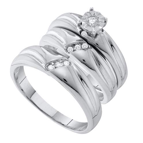 0.15CT Diamond Fanook Trio Wedding Ring Set White Gold