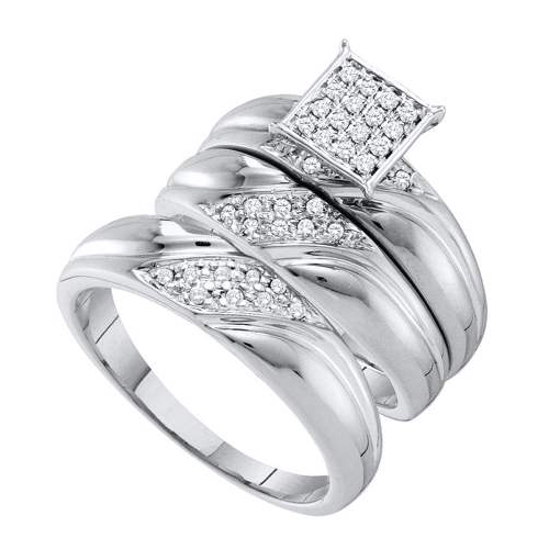 0.29CT Diamond Trio Wedding Ring Set White Gold