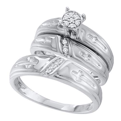 0.11CT Diamond Trio Wedding Ring Set White Gold
