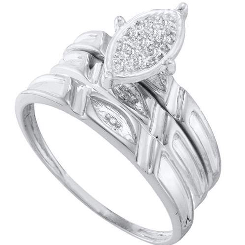 0.04CT Diamond Trio Wedding Ring Set White Gold