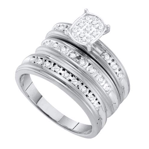 0.30CT Diamond Trio Vintage Wedding Ring Set White Gold