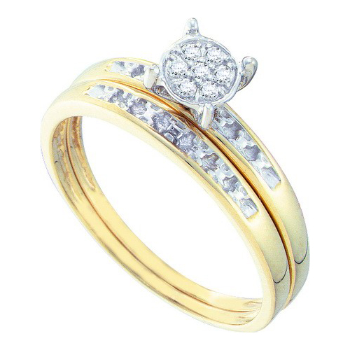 0.07CT Diamond Trio Wedding Ring Set Yellow Gold
