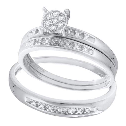 0.07CT Diamond Trio Wedding Ring Set White Gold