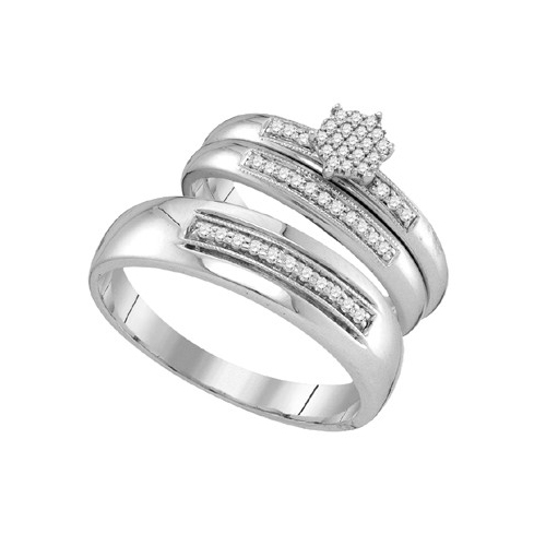 0.25CT Diamond Trio Wedding Ring Set White Gold